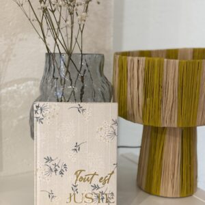 Carnet tissu fleurs blanc