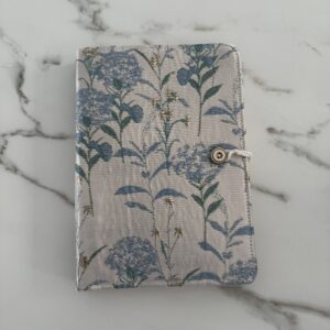 Carnet à anneau en tissu bleu